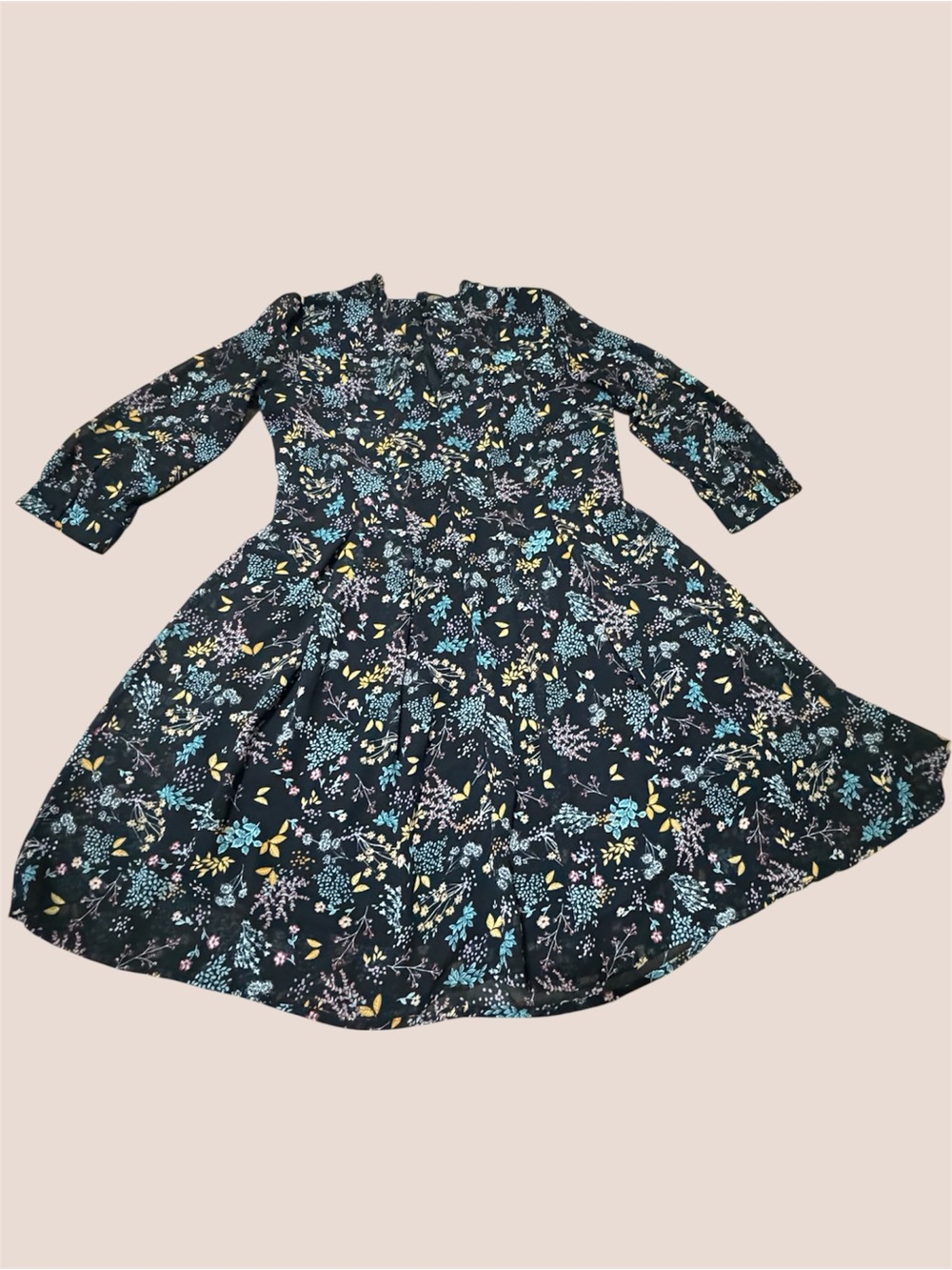 LC Lauren Conrad Black Floral Long-Sleeve Dress - Picture 2 of 3